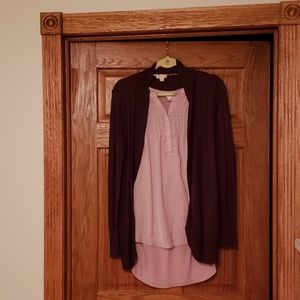 Merona Eggplant Purple Cardigan and Matching Top